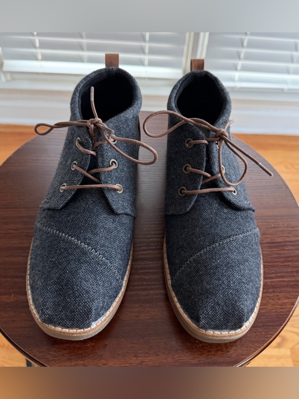 BOBS from Skechers Men's Charcoal Fabric Chukka Boots with Brown Laces